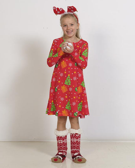 Red Christmas Tree Dress for Kids