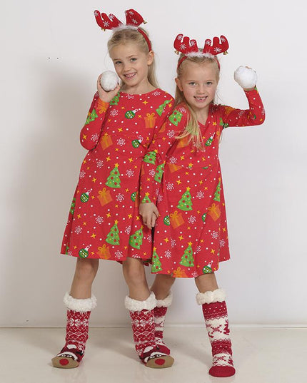 Red Christmas Tree Dress for Kids