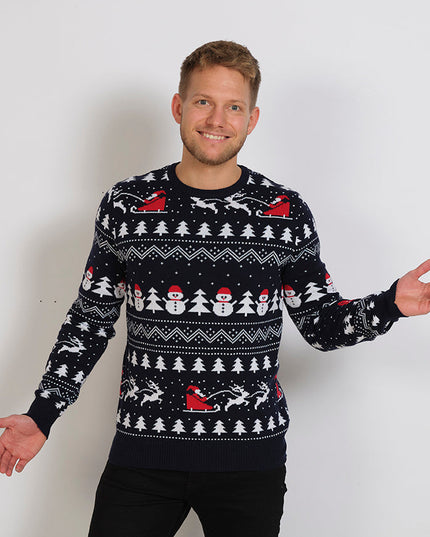 Stylish Navy Christmas Sweater for Men