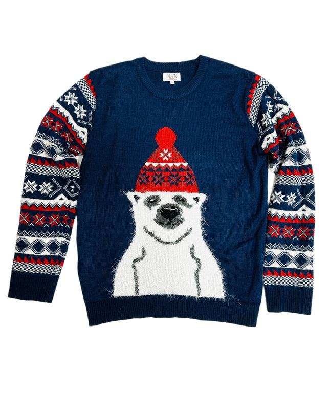 Vintage Christmas Sweater - Hat-Wearing Polar Bear | Tags: Christmas