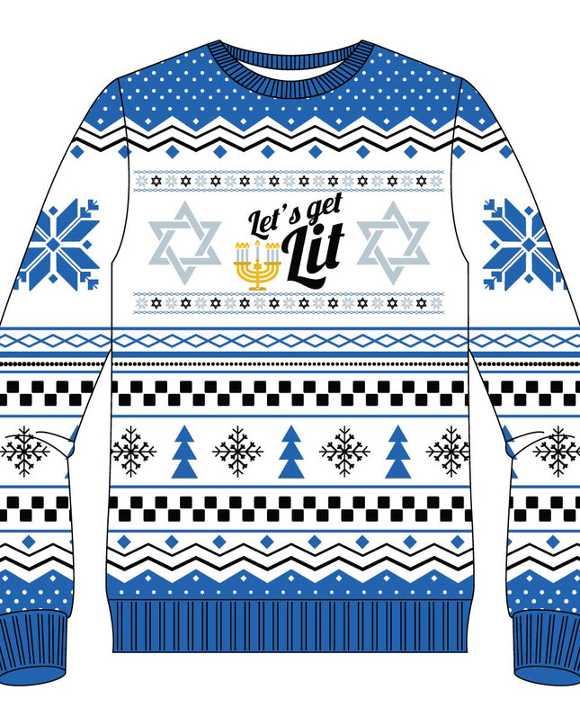 Let's Get Lit Hanukkah Ugly Christmas Sweater
