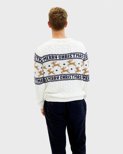 Elegant White Christmas Sweater for Men