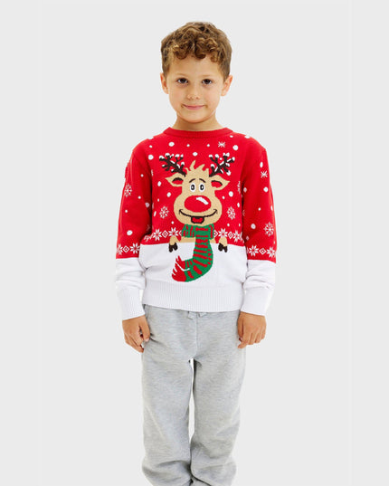 Rudolph Red Christmas Sweater for Kids - Family Holiday Style