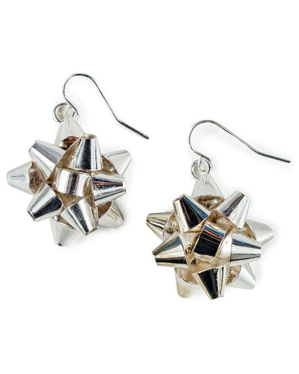 Silver Gift Bow Earrings
