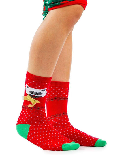 Women's Meowy X-mas Socks (Fits Sizes 6-11W)
