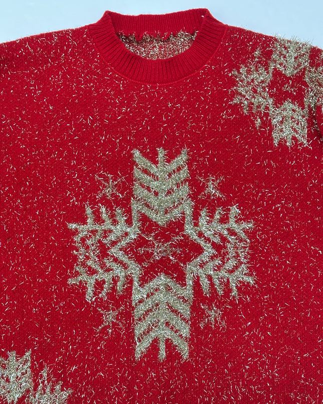 Vintage Christmas Sweater - Gold Snowflake
