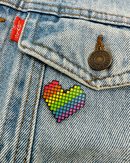 Pixel Pride Heart Pin | Family Christmas Pajamas & Accessories