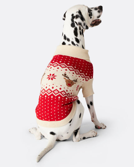 Red Retro Reindeer Sweater for Dogs