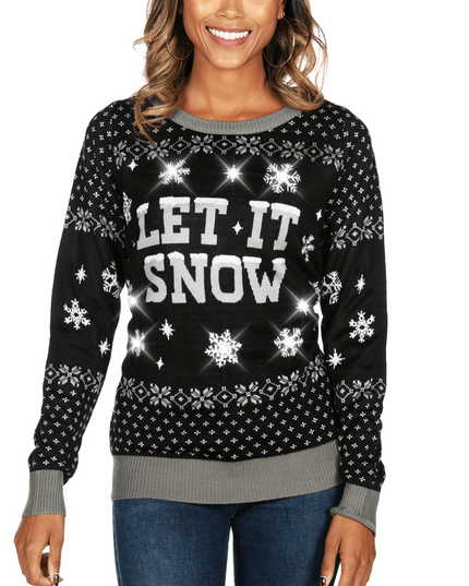 Women's Let it Snow Light Up Ugly Christmas Sweater