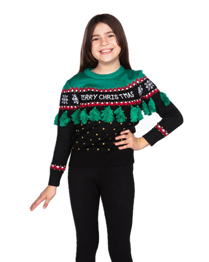 Girl's Christmas Tree Tassel Ugly Christmas Sweater