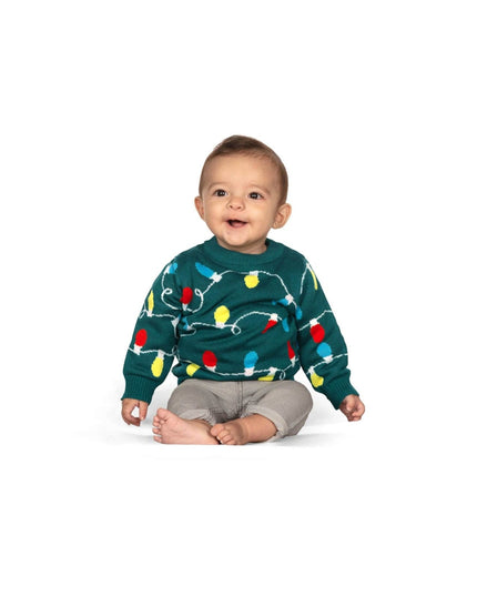 Baby Boy's Green Christmas Lights Sweater