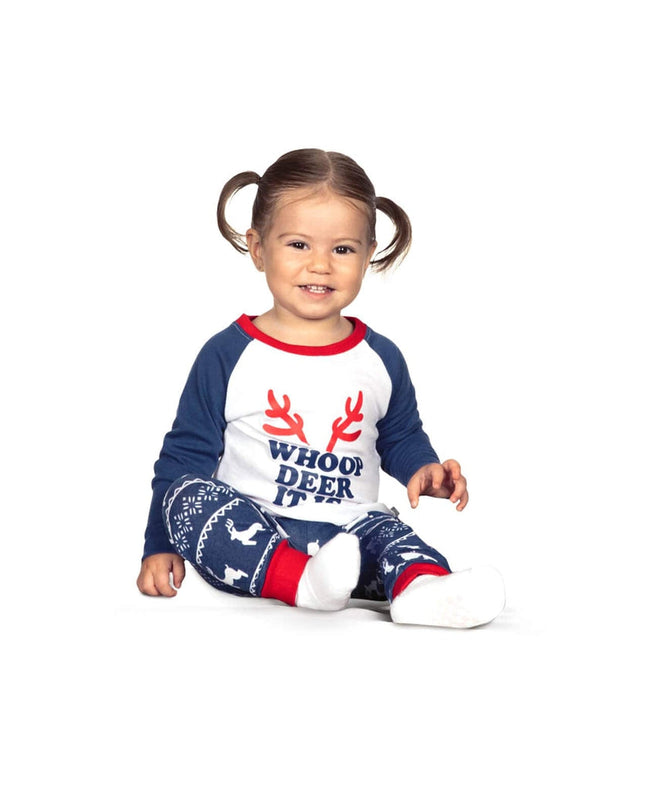 Baby Girl's Whoop Deer It Is Crew Neck Pajama Set
