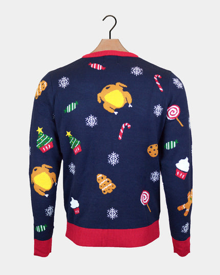 Women's LED Christmas Sweater Featuring "Christmas Food"