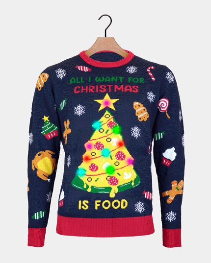 Women's LED Christmas Sweater featuring "Christmas Food"
