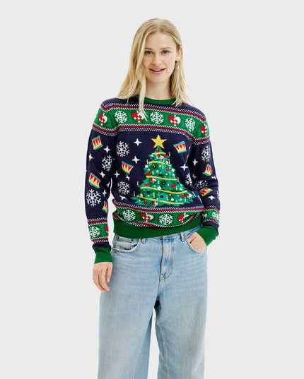 Blue Christmas Tree Sweater for Women