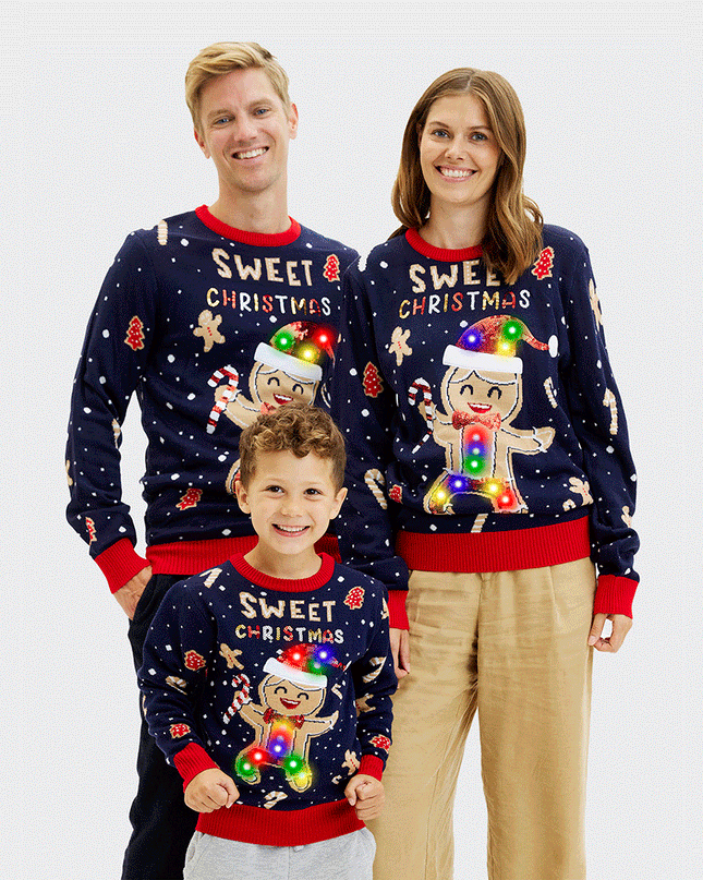 Cute Cookie Man Sweater for Women - Light-Up Ugly Sweater