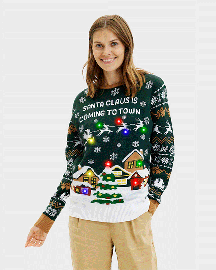 Santa Claus LED Christmas Sweater for Women