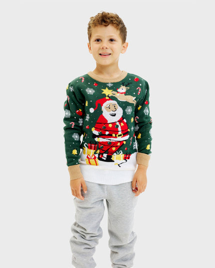 Santa Christmas Star Sweater for Kids with Lights