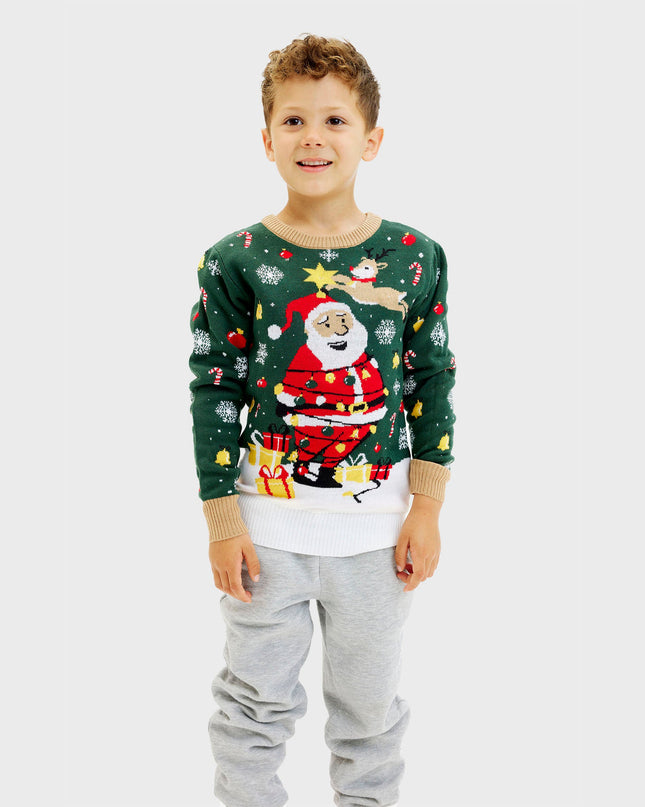 Santa Christmas Star Sweater for Kids with Lights