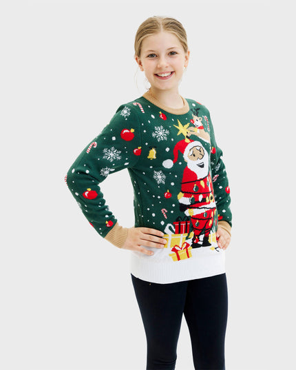 Santa Christmas Star Sweater for Kids with Lights