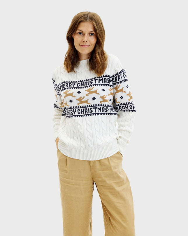 Elegant White Christmas Sweater for Women