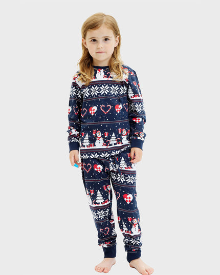 Navy Christmas Heart Pajamas for Kids