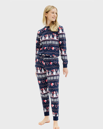 Navy Christmas Heart Pajamas for Women