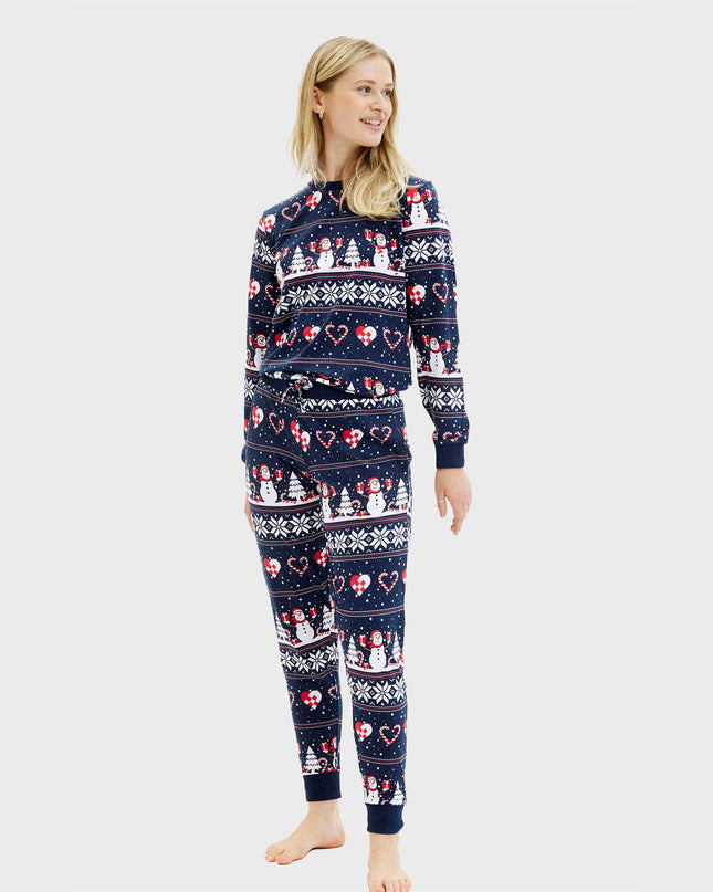 Navy Christmas Heart Pajamas for Women