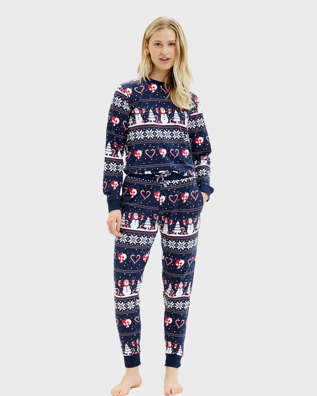 Navy Christmas Heart Pajamas for Women