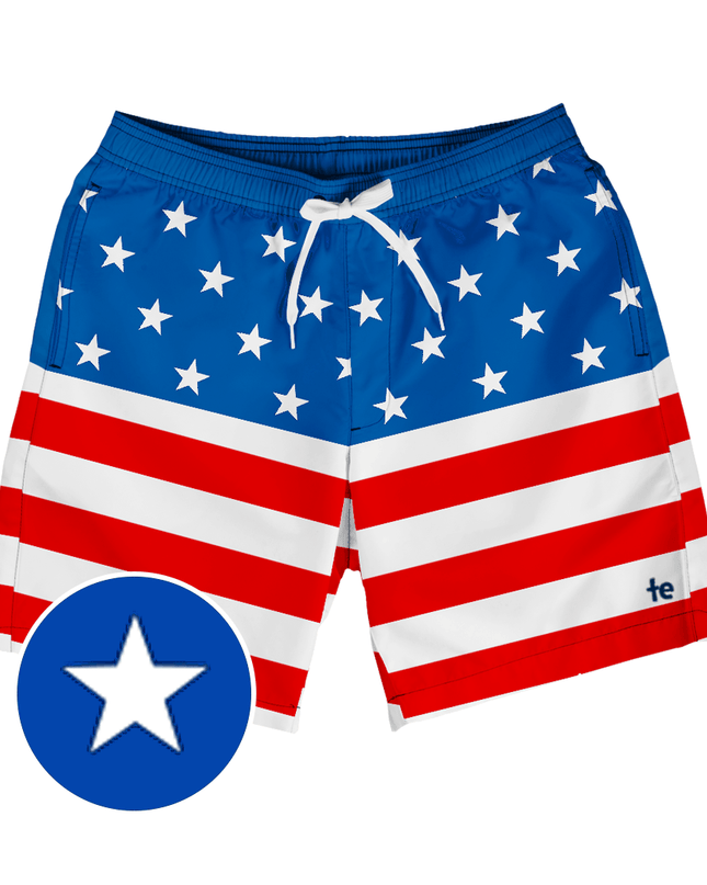 American Flag Swim Trunks - 7.5" Inseam