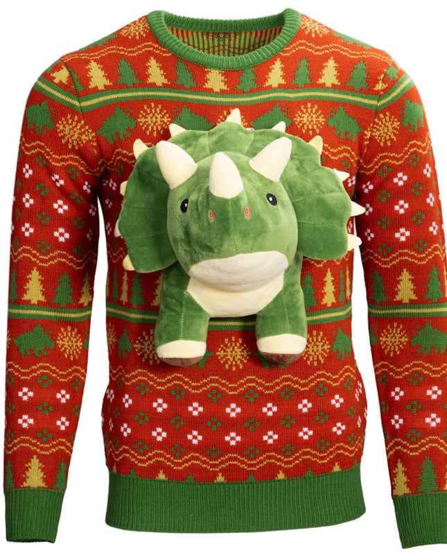 3D Triceratops Dinosaur Ugly Sweater
