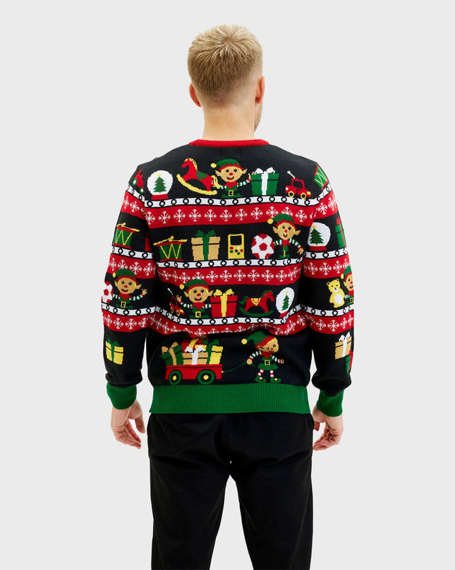 Santa's Workshop Sweater for Men - Two-Sided Christmas Design