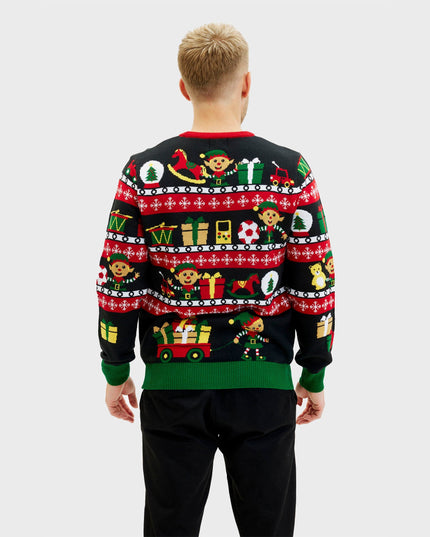 Santa's Workshop Sweater for Men - Double-Sided Design