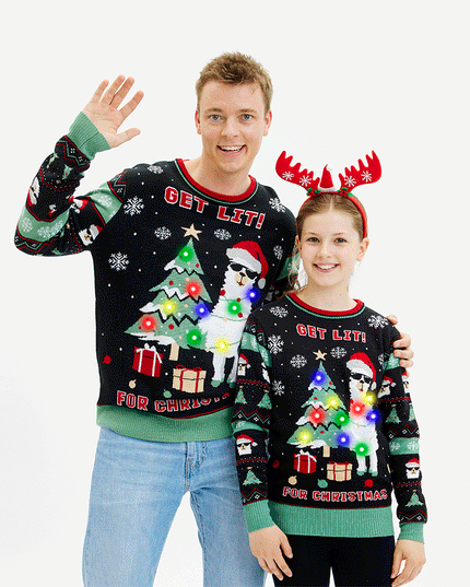 Get Lit Llama Christmas Sweater - Women