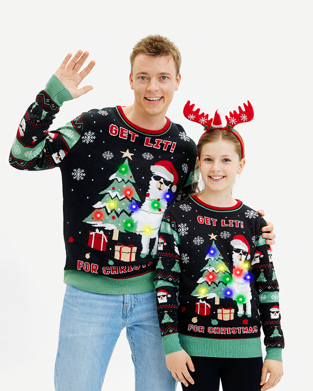Get Lit Llama Christmas Sweater for Kids
