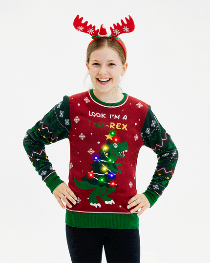 Tree-REX Kids Christmas Sweater for Festive Fun