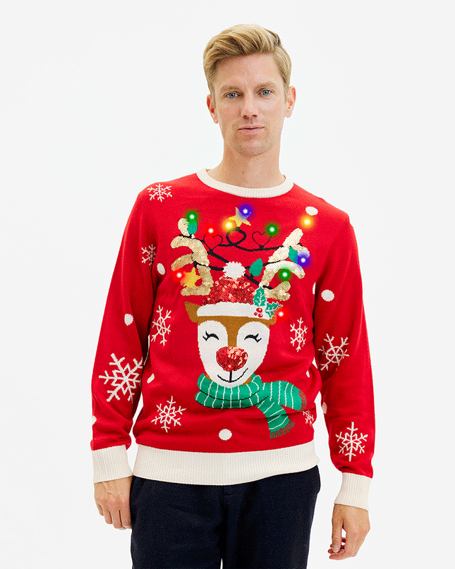 Cute Reindeer Christmas Sweater for Men - Family Style