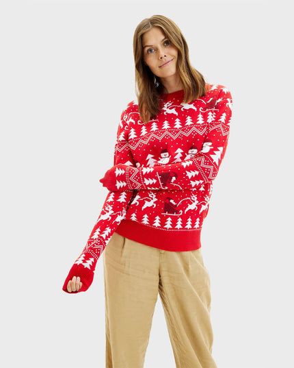 Stylish Red Christmas Sweater - Women