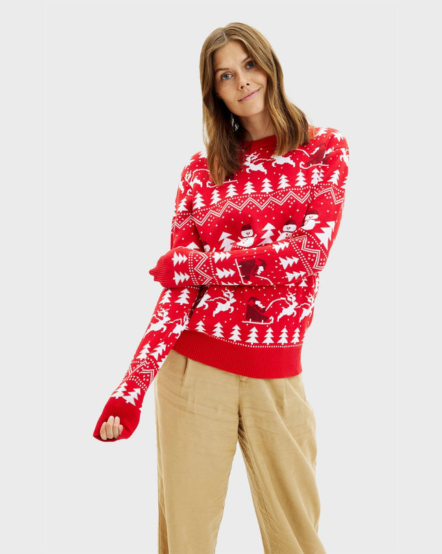 Stylish Red Christmas Sweater - Women