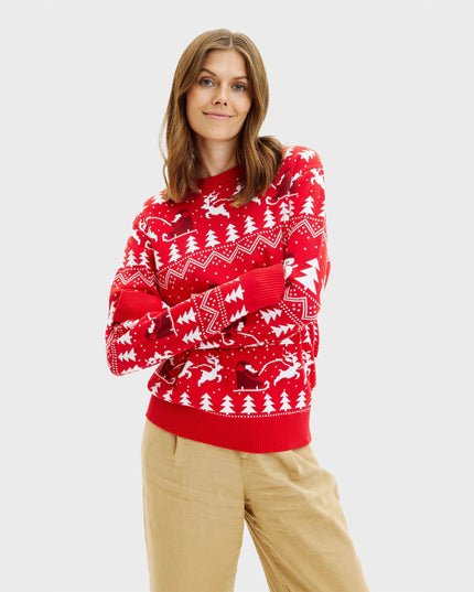 Stylish Red Christmas Sweater - Women