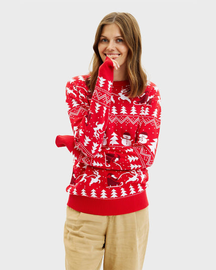 Stylish Red Christmas Sweater - Women