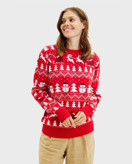 Stylish Red Christmas Sweater - Women