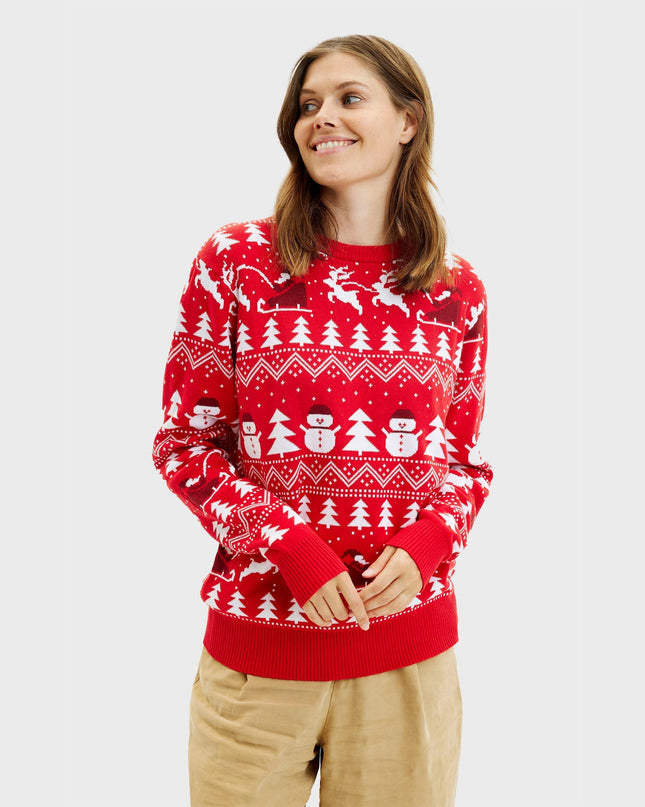 Stylish Red Christmas Sweater - Women