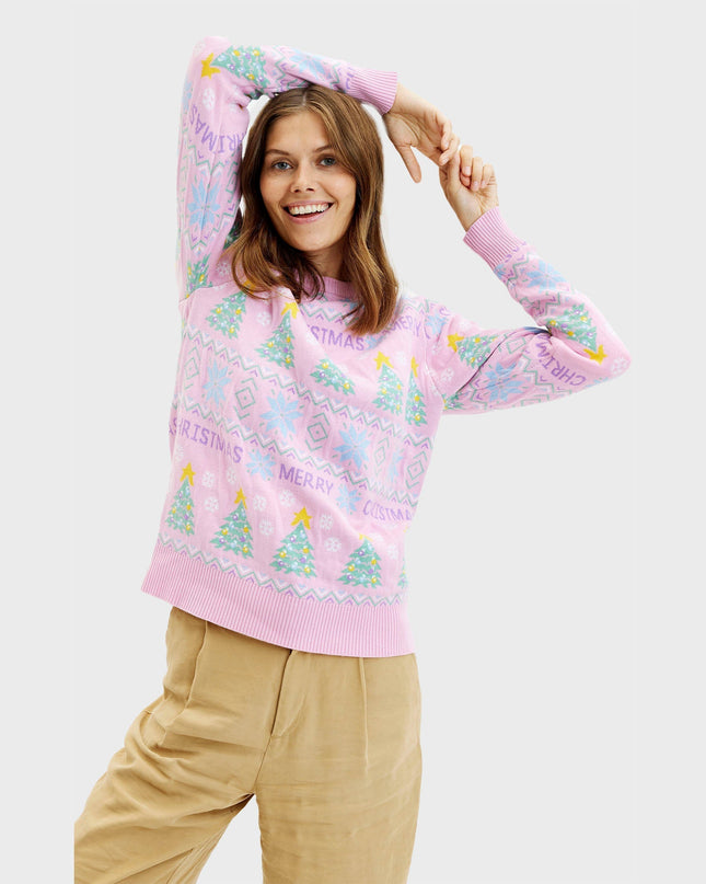 Vaaleanpunainen joulupusero naisille