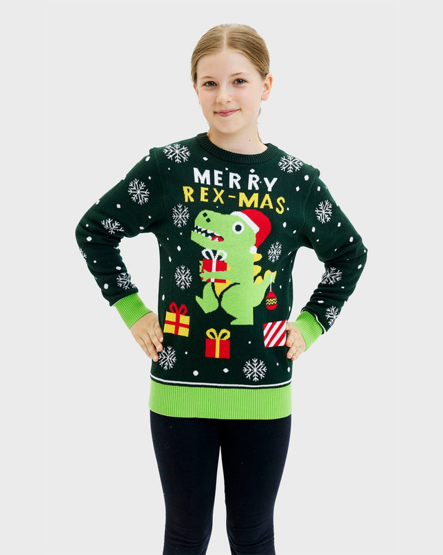 Cute Dino Christmas Sweater - Kids
