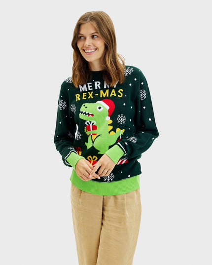 Cute Dino Christmas Sweater - Women
