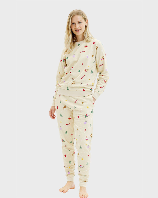 Beige Christmas Sweatset - Women