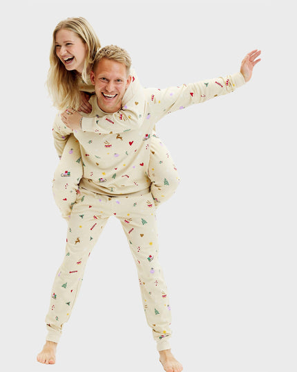 Beige Christmas Sweatset for Men - Family Collection