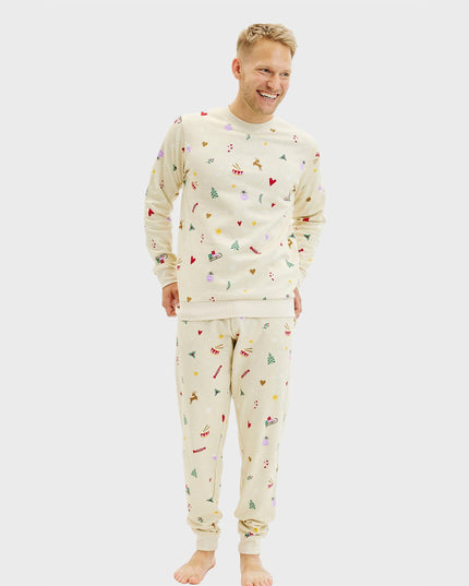 Beige Christmas Sweatset for Men - Family Collection