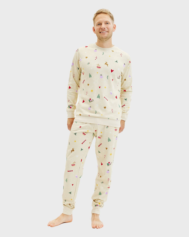Beige Christmas Sweatset for Men - Family Collection